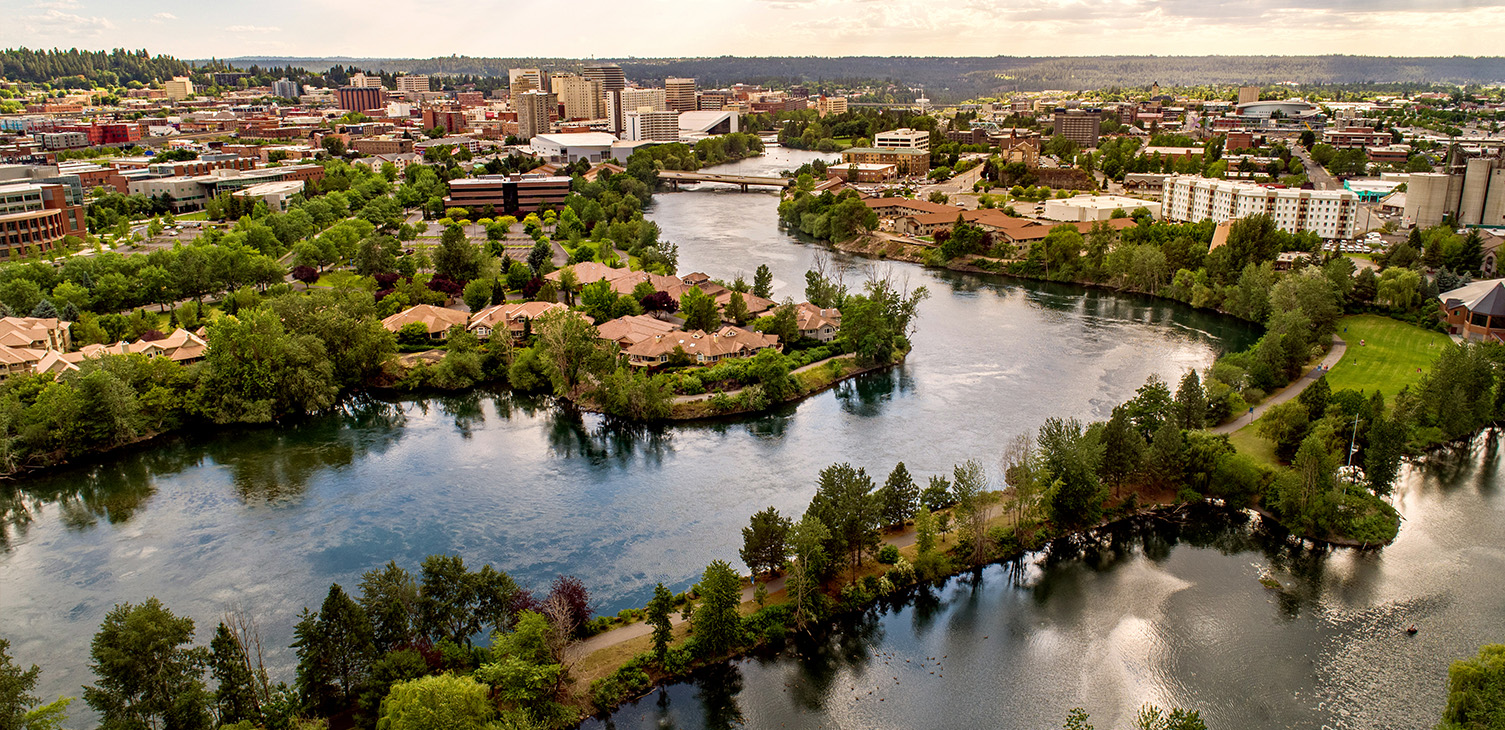 Aerial View of the Spokane River